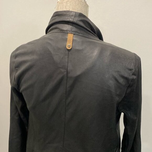MACKAGE Noelia Leather Waterfall Jacket XXS Lambskin Coat Wrap Style Black - Picture 9 of 16